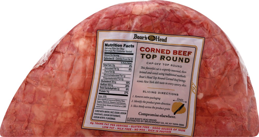 slide 4 of 6, Boar's Head Cap-Off Cooked Top Round Corned Beef, per lb