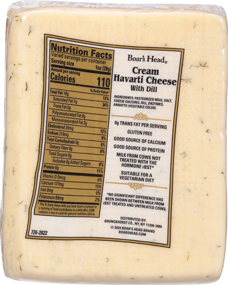 slide 6 of 6, Boar's Head Cream Havarti with Dill, per lb