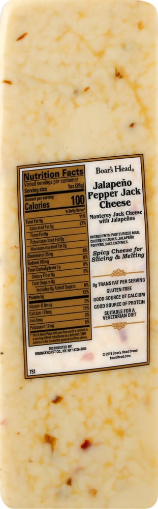 slide 4 of 6, Boar's Head Jalapeno Pepper Jack Cheese, per lb
