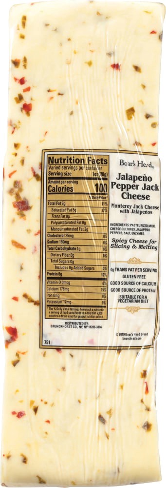 slide 4 of 6, Boar's Head Jalapeño Pepper Jack Cheese, per lb