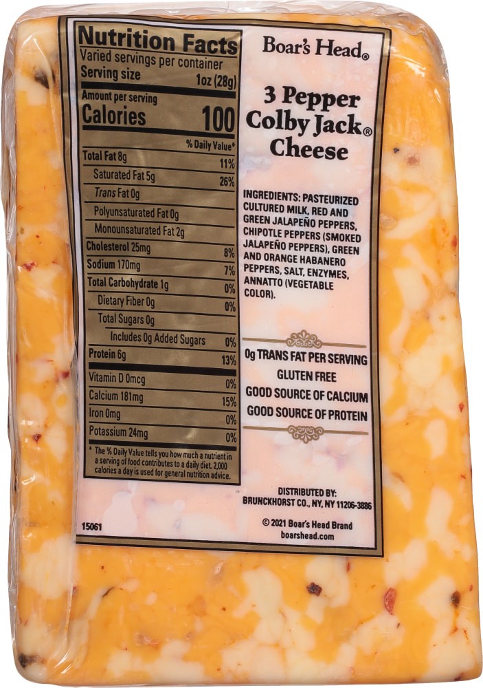 slide 4 of 6, Boar's Head 3-Pepper Colby Jack Cheese, per lb