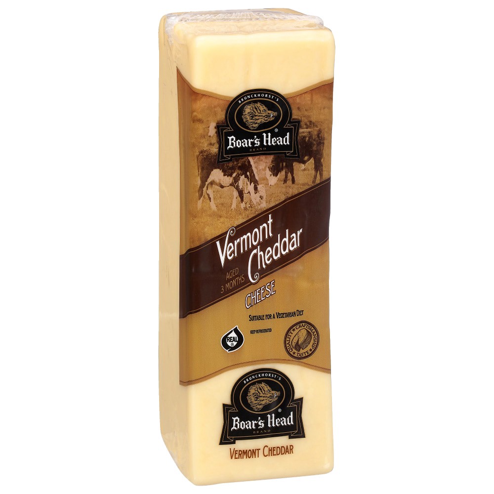 slide 2 of 2, Boar's Head Vermont Cheddar White Cheese, sold by the lb, per lb