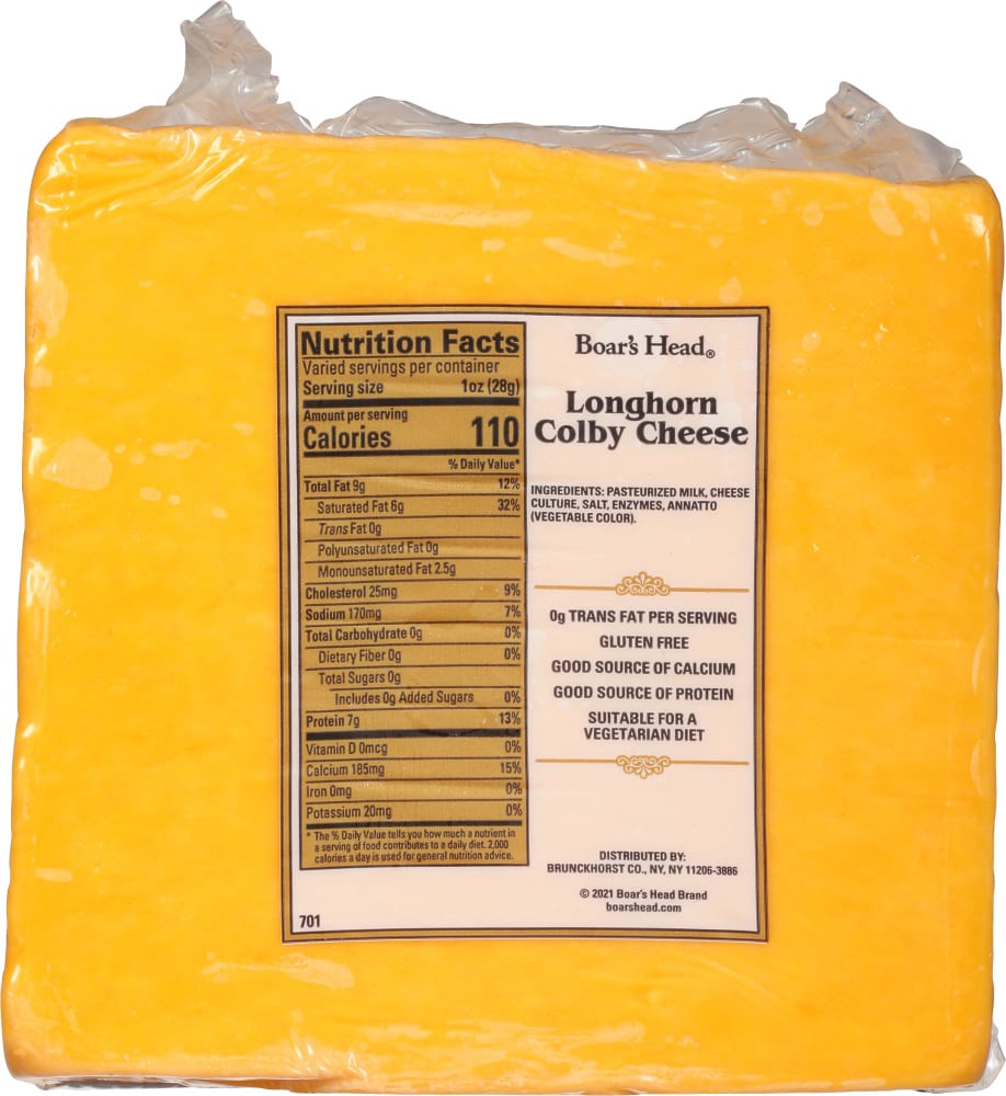 slide 2 of 6, Boar's Head Longhorn Colby Cheese, per lb
