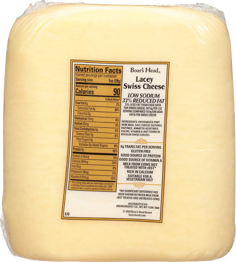 slide 3 of 6, Boar's Head Lacey Swiss Cheese, per lb