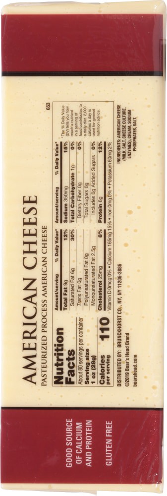 slide 6 of 6, Boar's Head White Whole Milk American Cheese, per lb