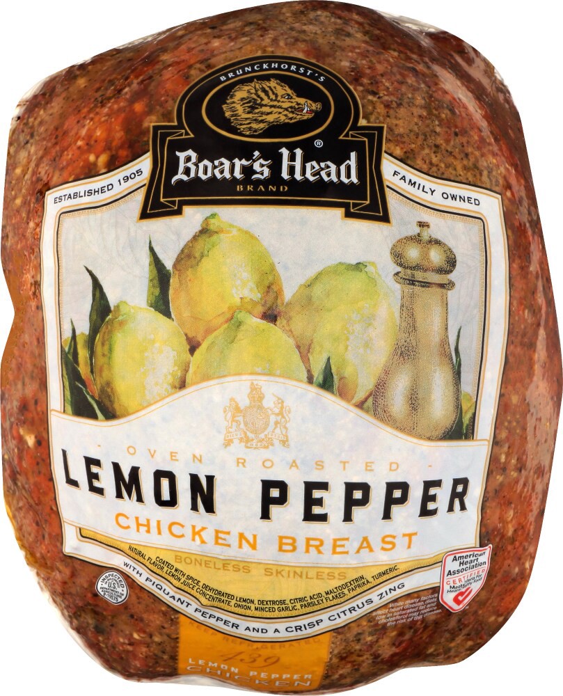 slide 6 of 6, Boar's Head Lemon Pepper Oven Roasted Boneless Skinless Chicken Breast, per lb