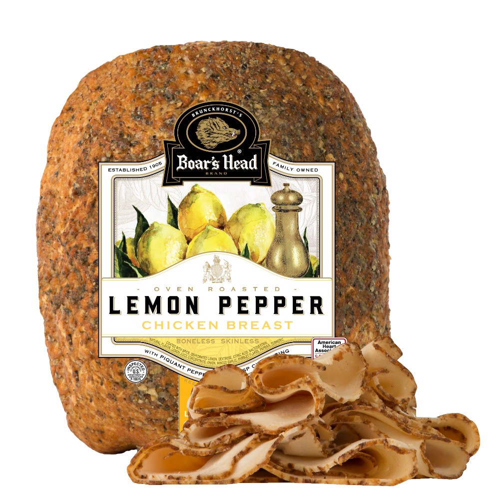 slide 4 of 6, Boar's Head Lemon Pepper Oven Roasted Boneless Skinless Chicken Breast, per lb