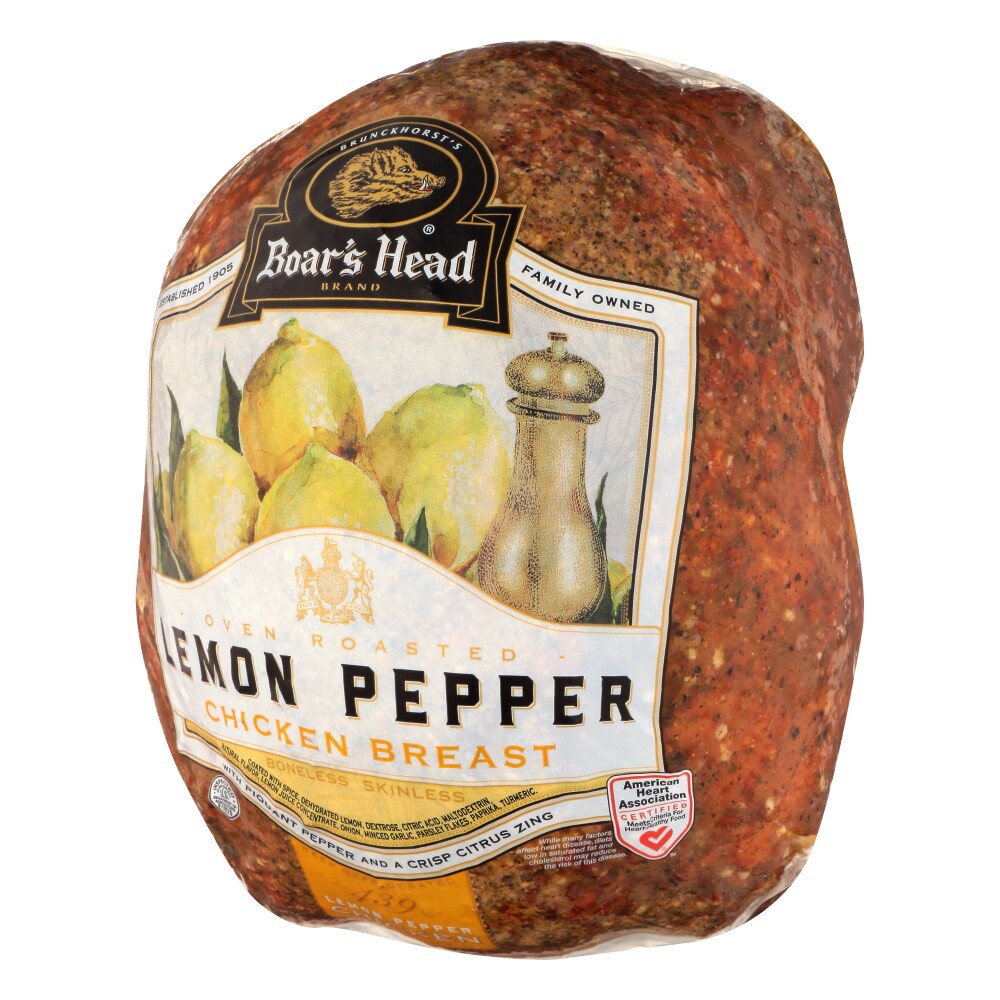 slide 5 of 6, Boar's Head Lemon Pepper Oven Roasted Boneless Skinless Chicken Breast, per lb