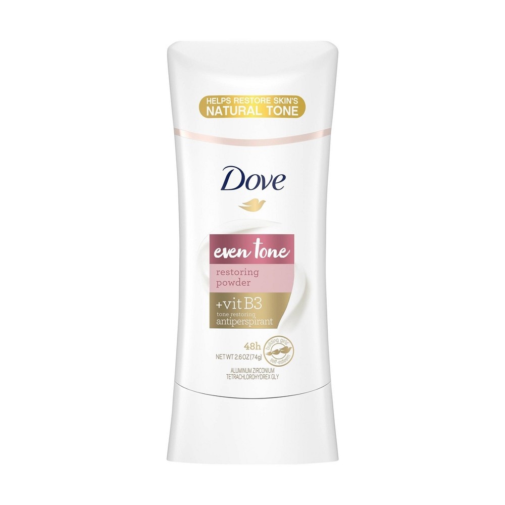 slide 3 of 4, Dove Even Tone Restoring Powder Antiperspirant, 2.6 oz