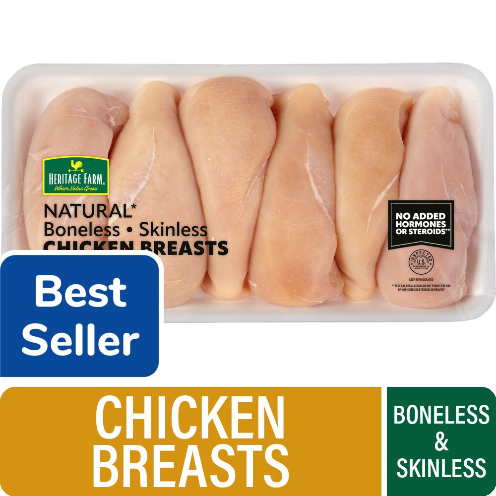 slide 3 of 4, Heritage Farm® Boneless Skinless Chicken Breasts, per lb