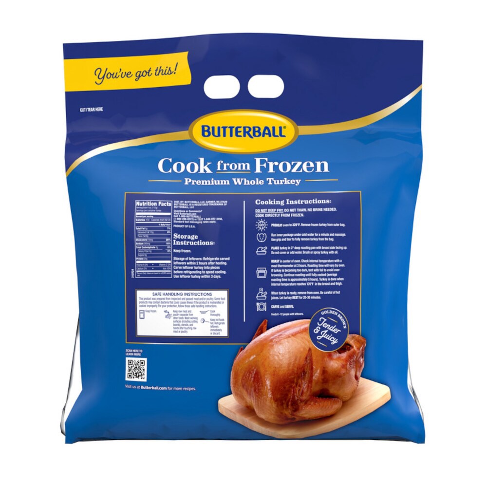 slide 2 of 2, Butterball Cook From Frozen Premium Whole Turkey (10-16), per lb