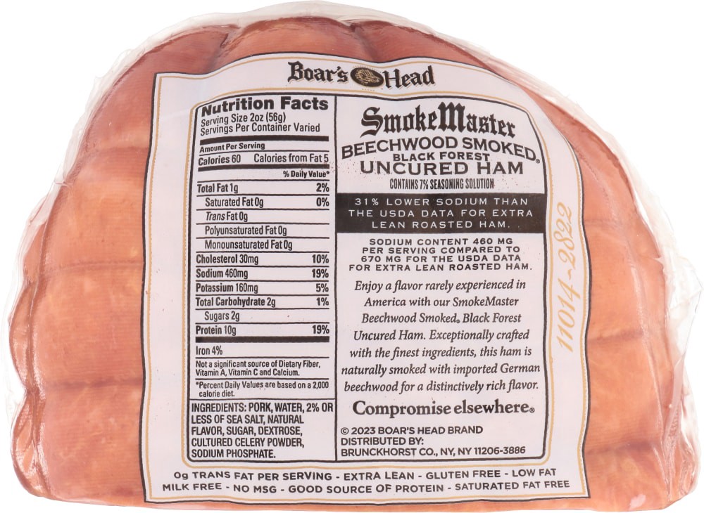 slide 3 of 6, Boar's Head SmokeMaster Beechwood Smoked Black Forest Ham, per lb