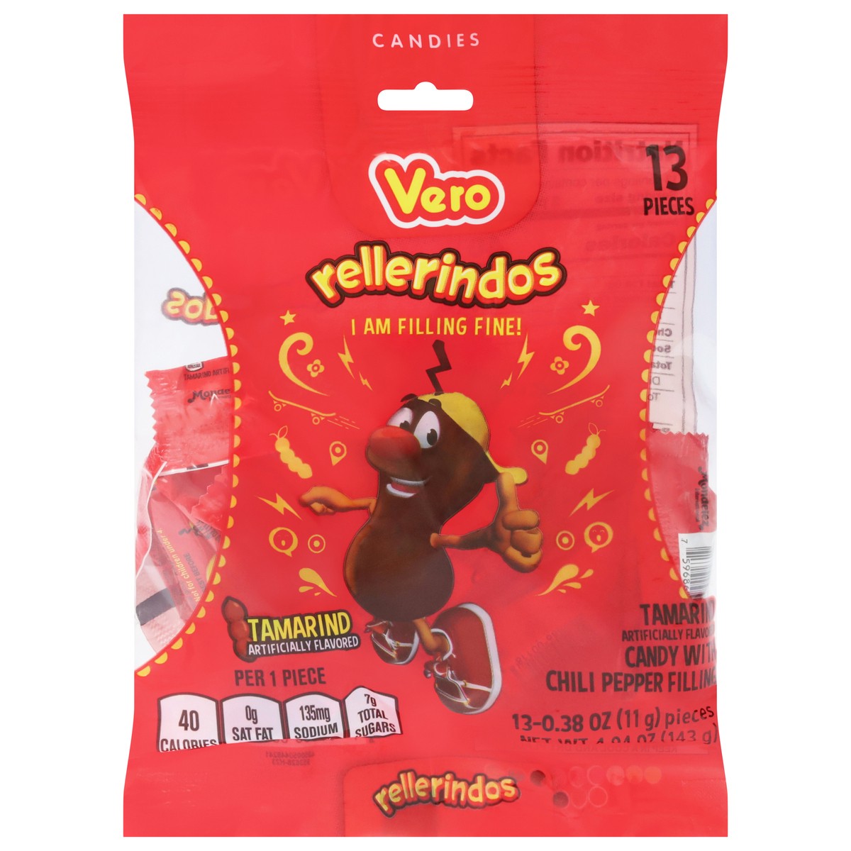 slide 1 of 5, Vero Rellerindos Tamarind Candy with Chili Pepper Filling - 13 ct - 4.94 oz, 13 ct