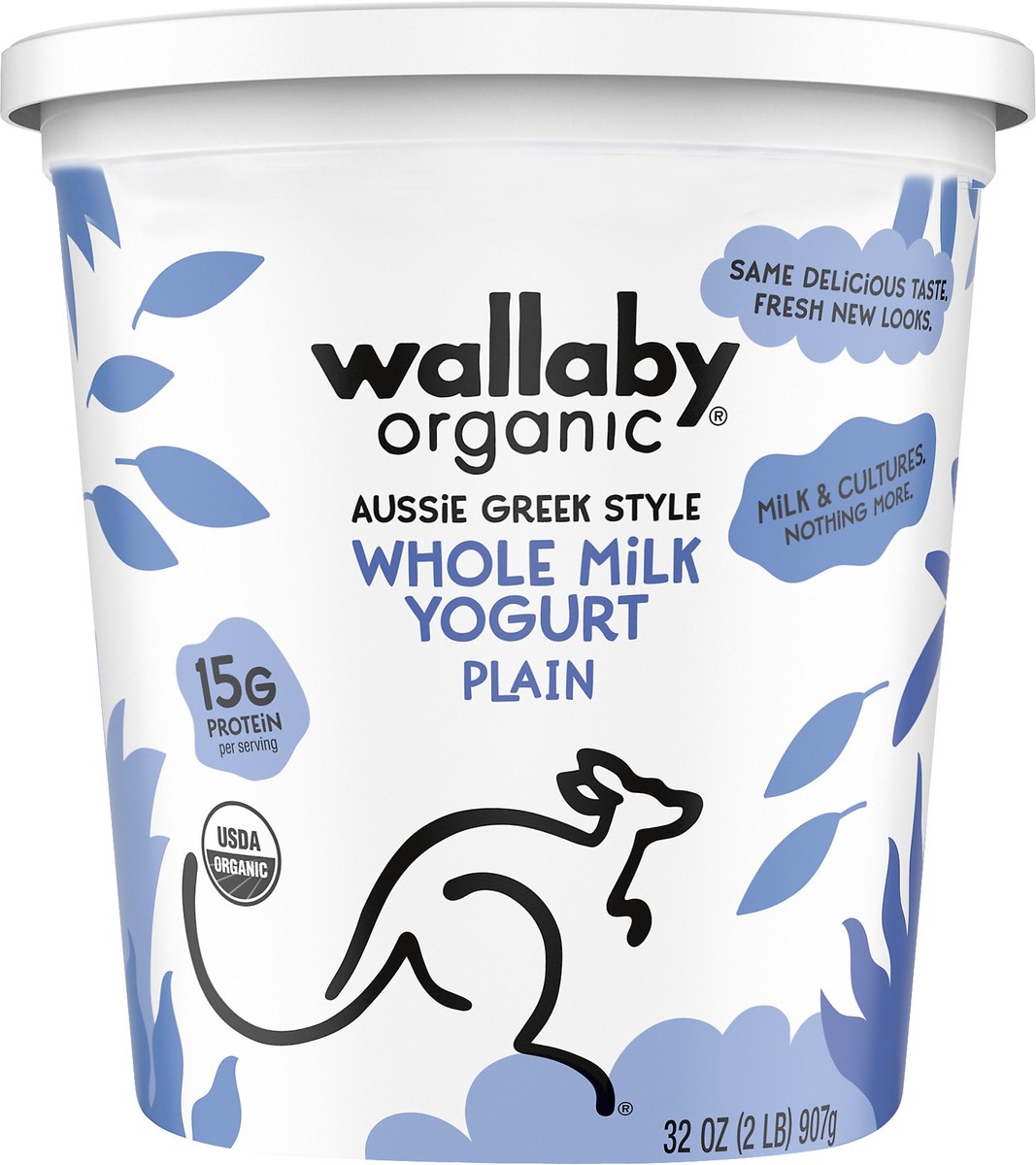 slide 7 of 7, Wallaby Organic Aussie Greek Whole Milk Yogurt, Plain, USDA Organic, 32 oz., 32 fl oz