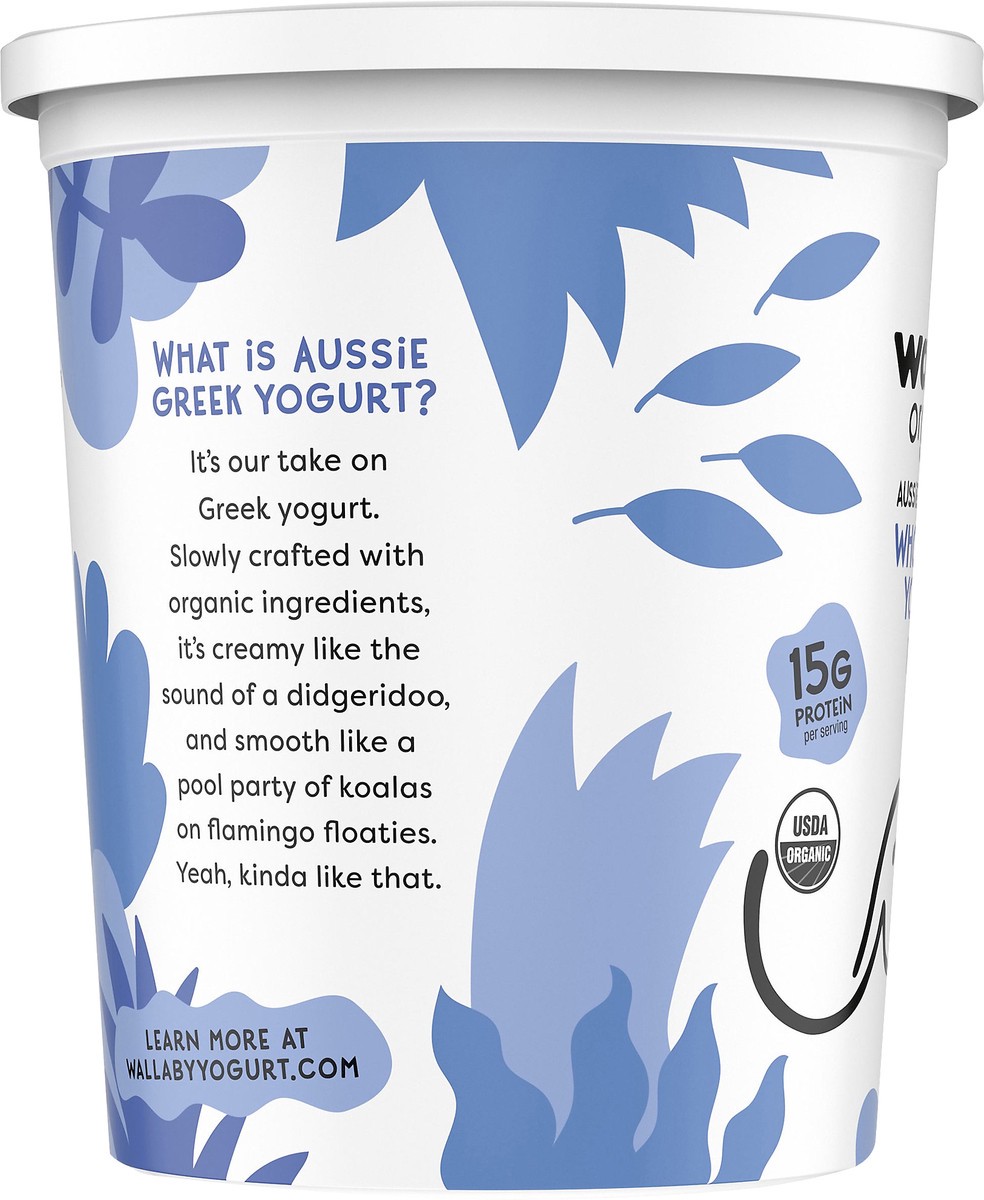 slide 3 of 7, Wallaby Organic Aussie Greek Whole Milk Yogurt, Plain, USDA Organic, 32 oz., 32 fl oz