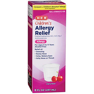 slide 1 of 1, H-E-B Children's Allergy Cherry Flavor, 8 oz