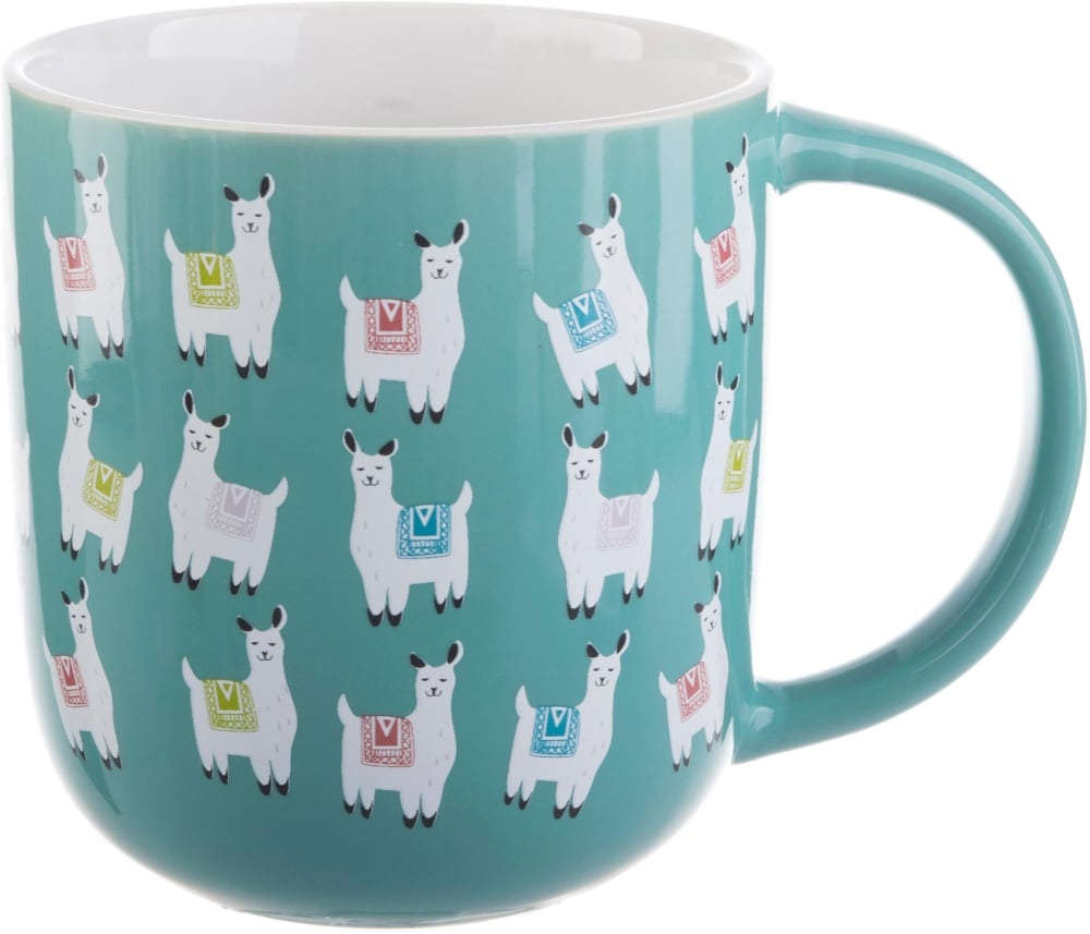 slide 1 of 1, Pacific Market International Llama Flare Mug - Blue, 17 oz