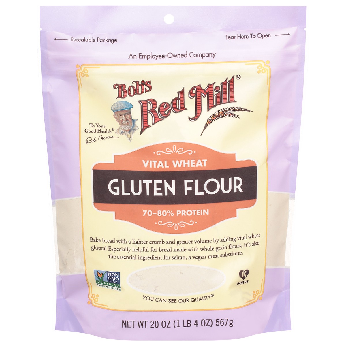 slide 1 of 1, Bob's Red Mill Flour Gluten, 20 oz