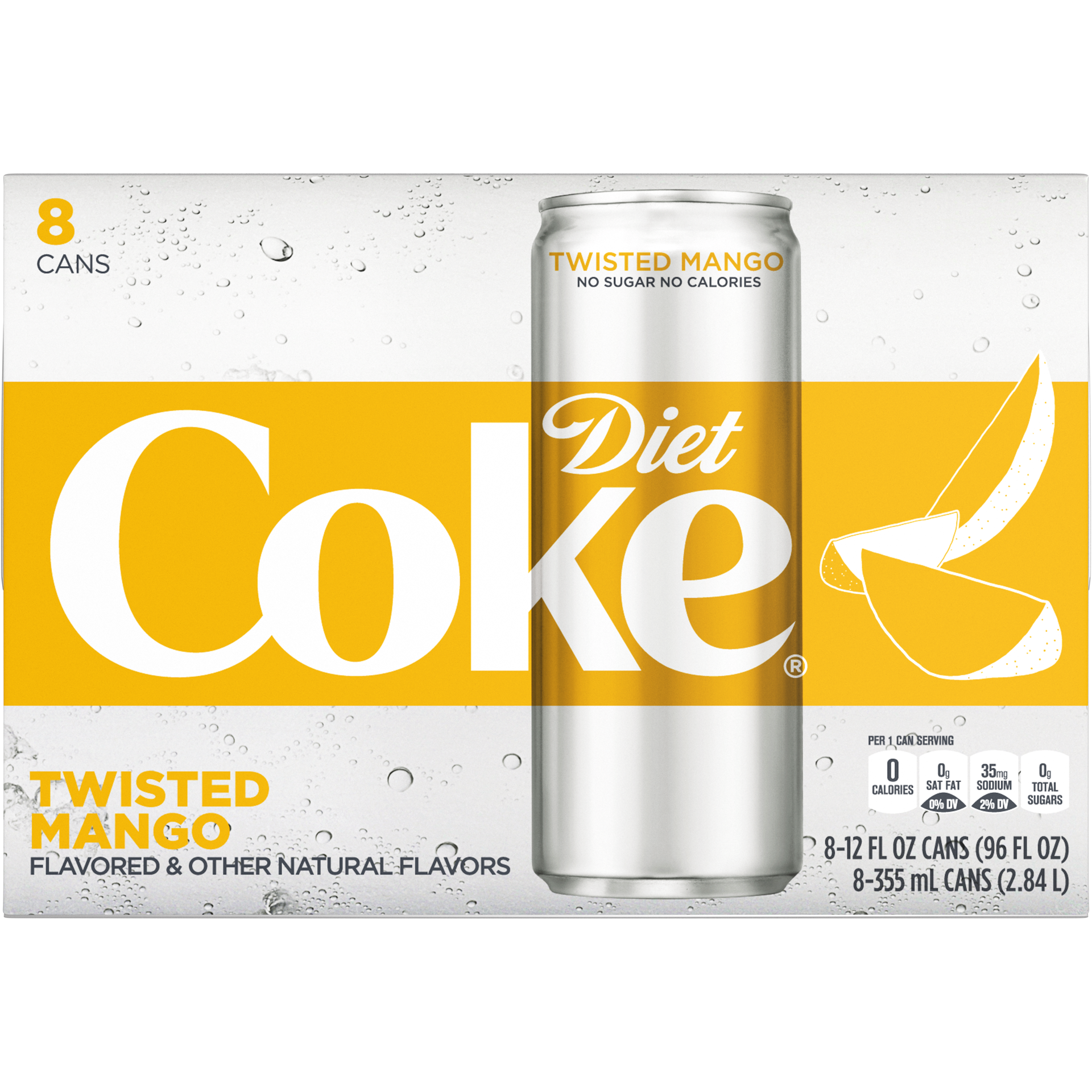 slide 7 of 7, Diet Coke Twisted Mango Soda Soft Drink- 96 fl oz, 8 ct; 12 fl oz