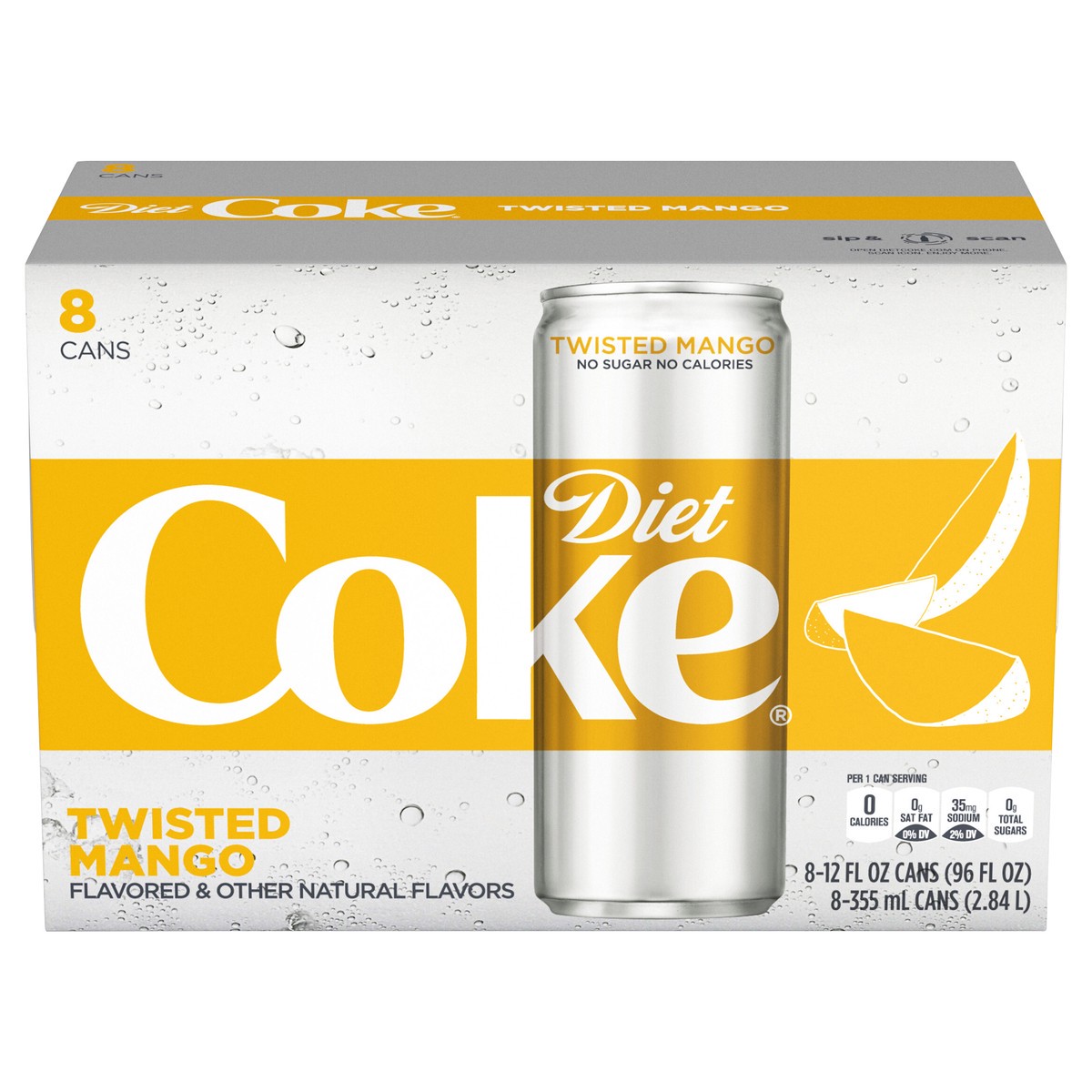 slide 1 of 7, Diet Coke Twisted Mango Fridge Pack Cans, 12 fl oz, 8 Pack, 8 ct; 12 fl oz