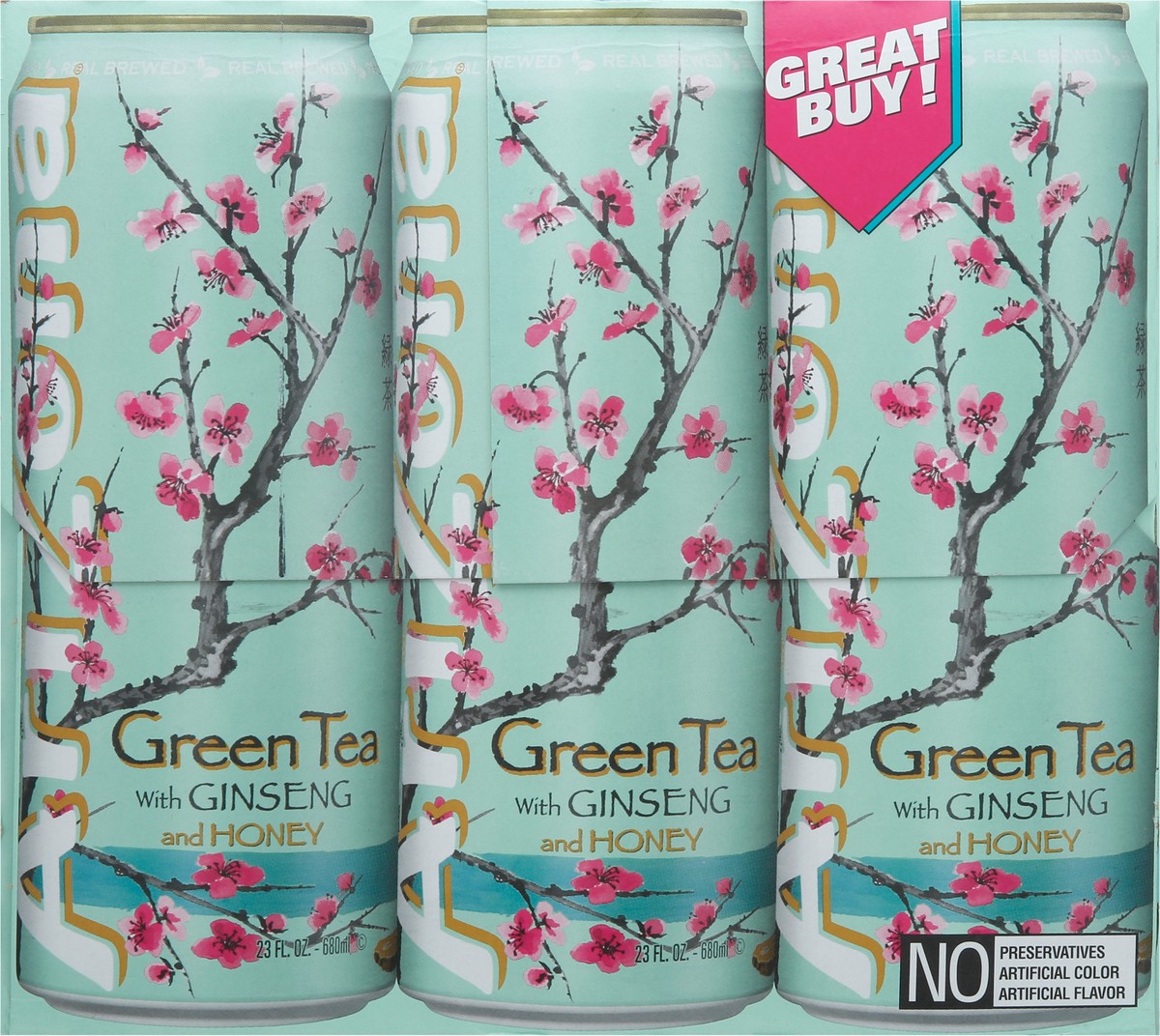 slide 2 of 14, AriZona 12 Pack with Ginseng and Honey Green Tea 12 - 23 fl oz Cans - 12 ct, 12 ct; 23 fl oz