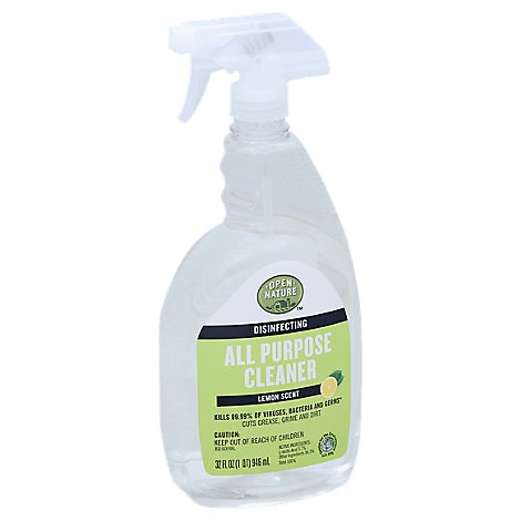 slide 1 of 1, Open Nature Cleaner All Purpose Disinfecting Lemon Scented, 32 fl oz