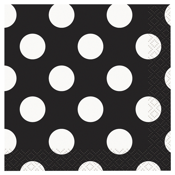 slide 1 of 1, Midnight Black Polka Dot Beverage Napkins, 16 ct