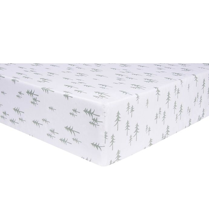 slide 1 of 3, Trend Lab Mountain Baby Pine Tree Fitted Crib Sheet - White/Green, 1 ct