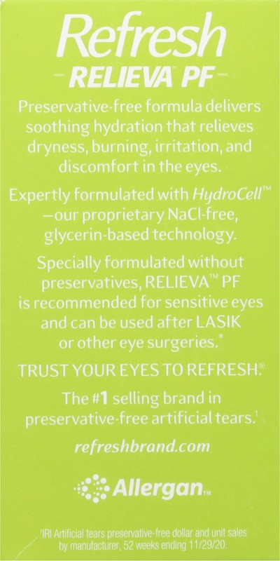 slide 4 of 4, Refresh Relieva PF Lubricant Eye Drops 30 - 0.01 fl oz Vials, 0.40 mL