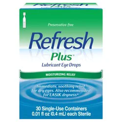 Allergan Refresh Plus Lubricant Eye Drops Preservative-Free Artificial Tears, 30 Single-Use Containers, 0.01 fl oz