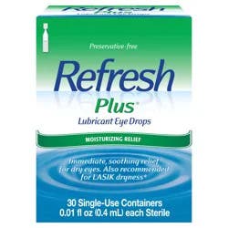 Allergan Refresh Plus Lubricant Eye Drops Preservative-Free Artificial Tears, 30 Single-Use Containers, 0.01 fl oz