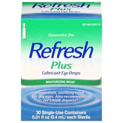 Allergan Refresh Plus Lubricant Eye Drops Preservative-Free Artificial Tears, 30 Single-Use Containers, 0.01 fl oz