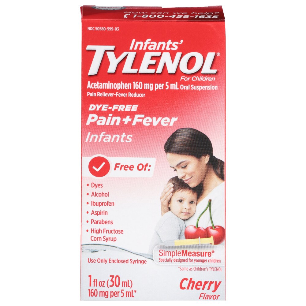 slide 4 of 6, Tylenol Infant Dye-Free General Pain Reliever - Cherry - 1 fl oz, 1 fl oz