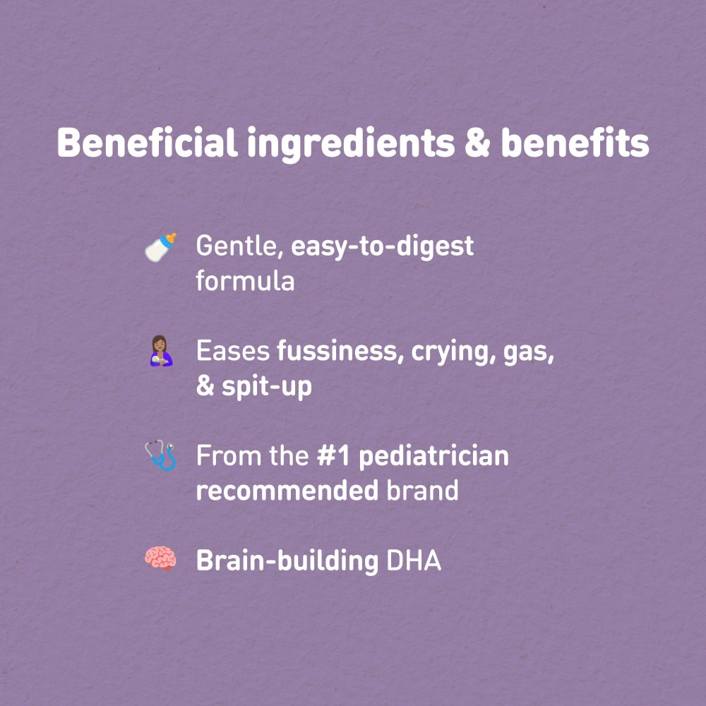 slide 3 of 5, Gentlease Baby Formula, Reduces Fussiness, Gas, Crying and Spit-up in 24 hours, DHA & Choline to support Brain development, Value Powder Can, 19.9 Oz, 20.8 oz