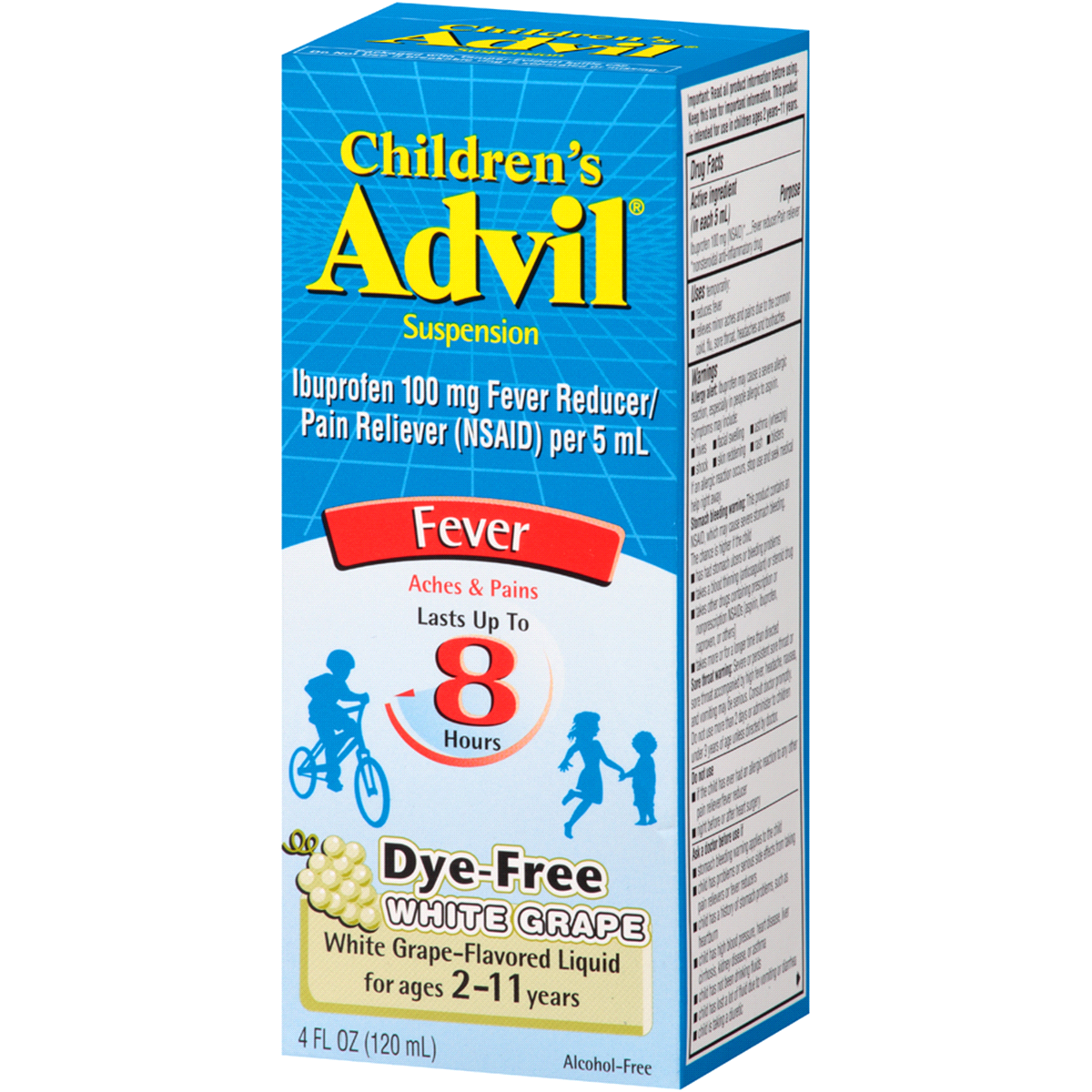 slide 3 of 3, Advil Children's White Grape Flavored Liquid Fever Suspension, 4 fl oz
