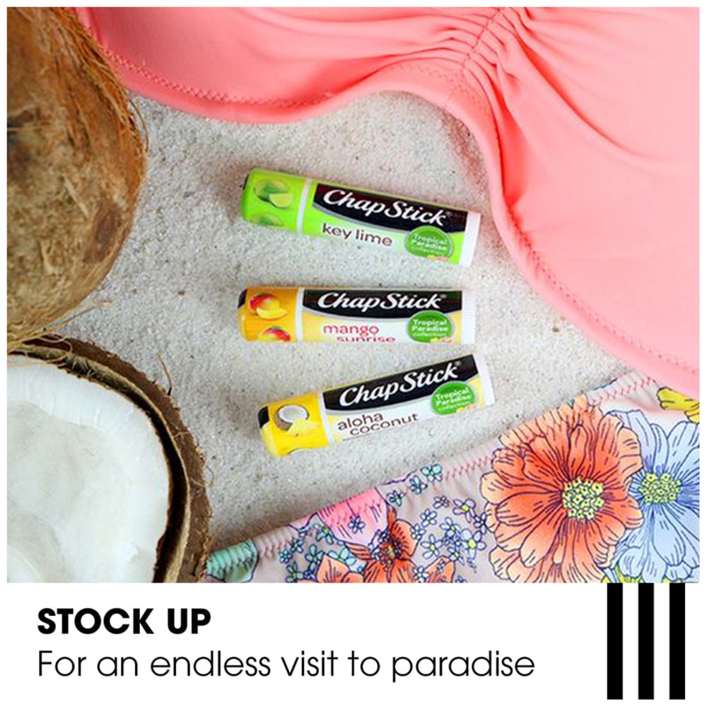 slide 3 of 5, ChapStick Tropical Paradise Lip Balm Tube, Assorted Tropical Flavors, 3 ct