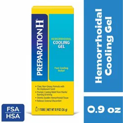 PREPARATION H Hemorrhoid Symptom Treatment Cooling Gel, Fast Discomfort Relief with Vitamin E and Aloe, Tube (0.9 Ounce)