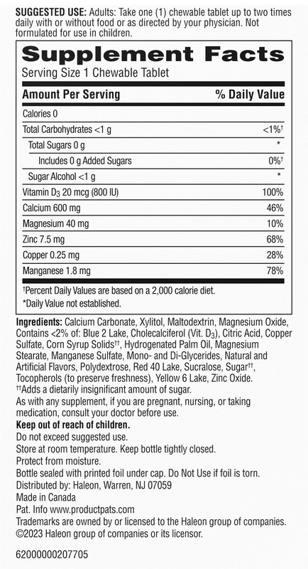 slide 5 of 5, Caltrate Chewables 600 +D3 Plus Minerals Calcium and Vitamin D, 60 Count, 60 ct