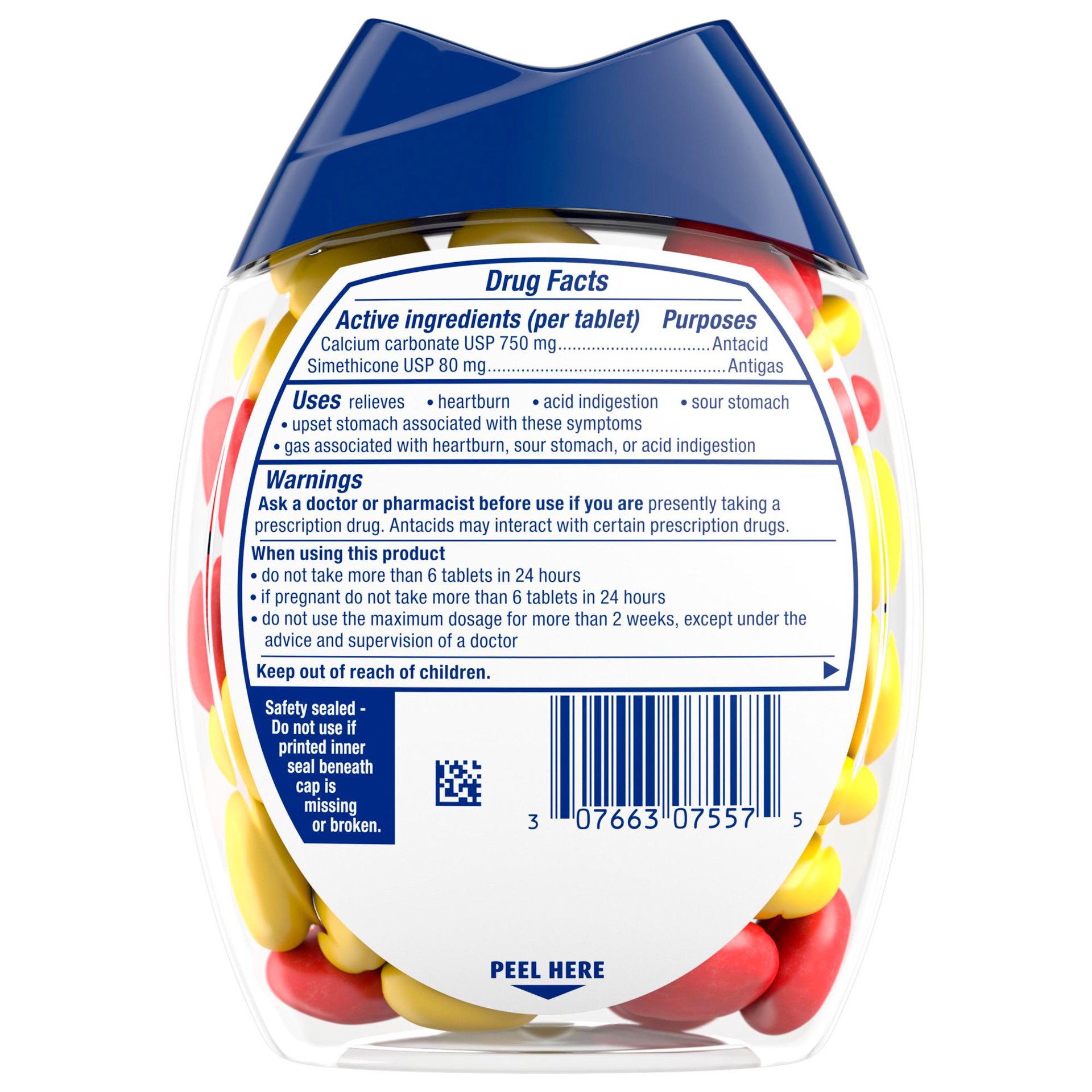 slide 4 of 5, TUMS Chewy Bites Chewable Antacid Tablets with Gas Relief, 54 ct