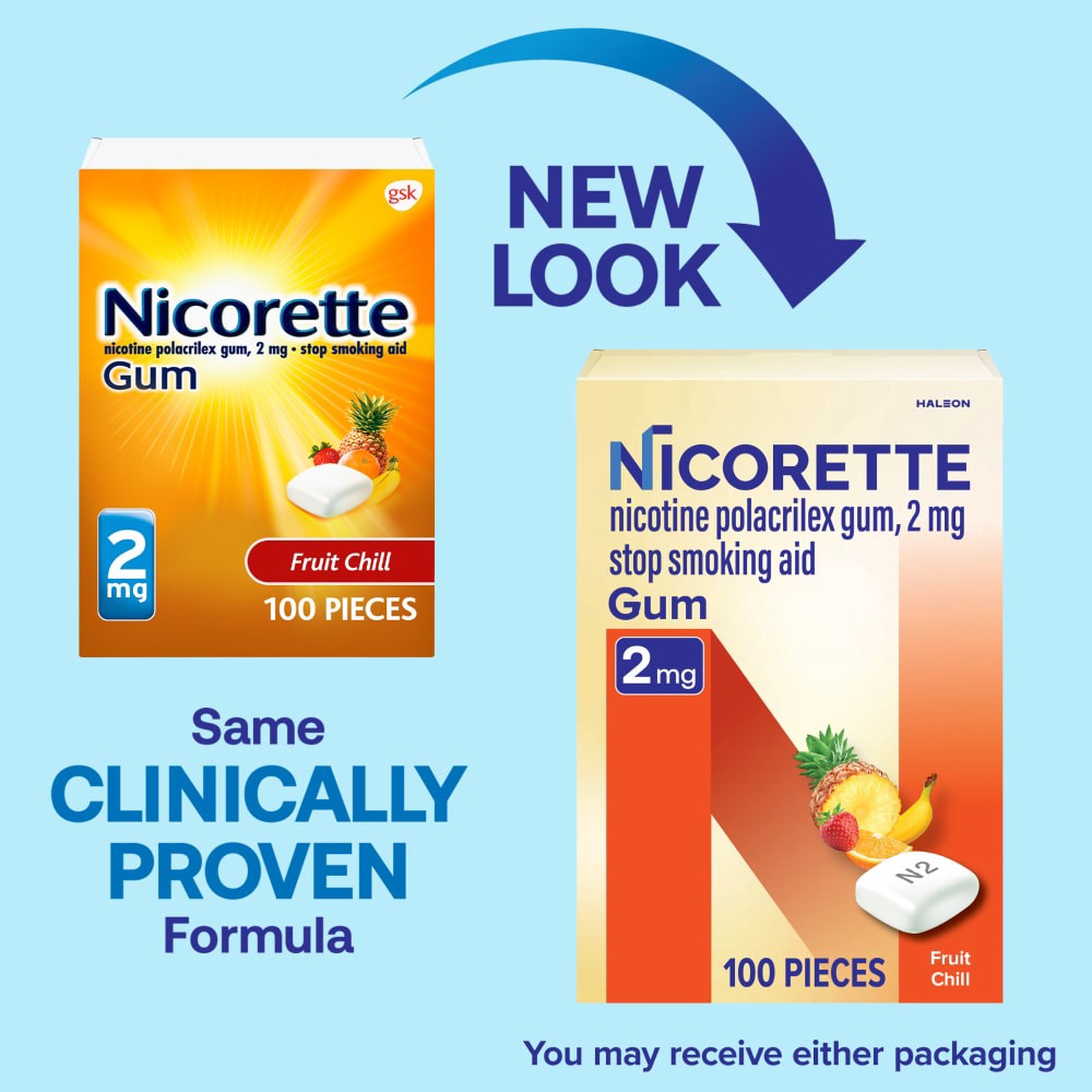 slide 4 of 6, Nicorette Gum Fruit Chill, 