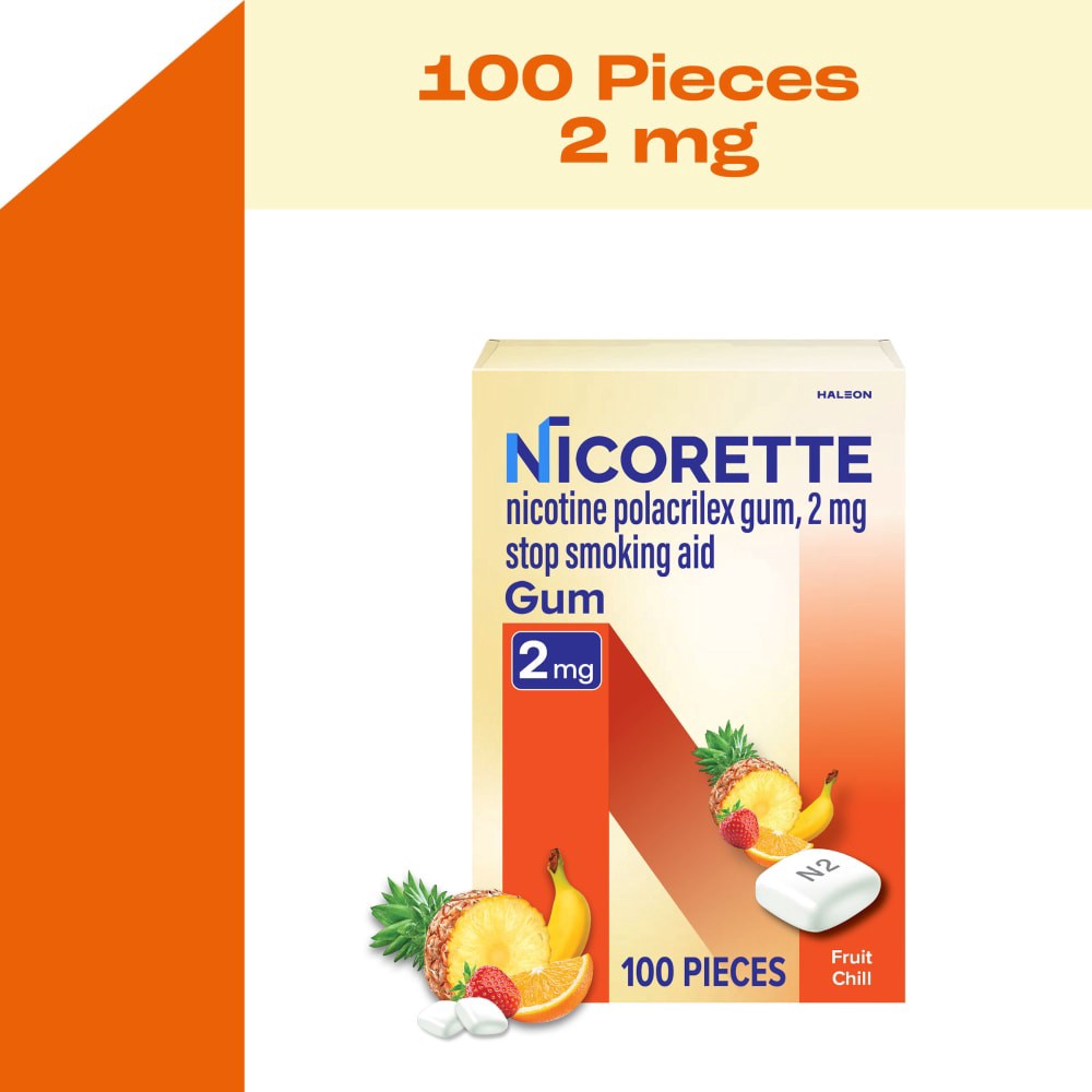 slide 5 of 6, Nicorette Gum Fruit Chill, 