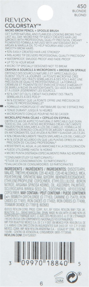 slide 2 of 2, Revlon ColorStay Micro Tip Blonde 450 Brow Pencil 0.003 oz, 0.003 oz