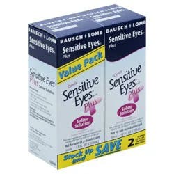 Bausch + Lomb Sensitive Eyes Saline Solution with Potassium, 2 x 12 fl oz (710 mL)