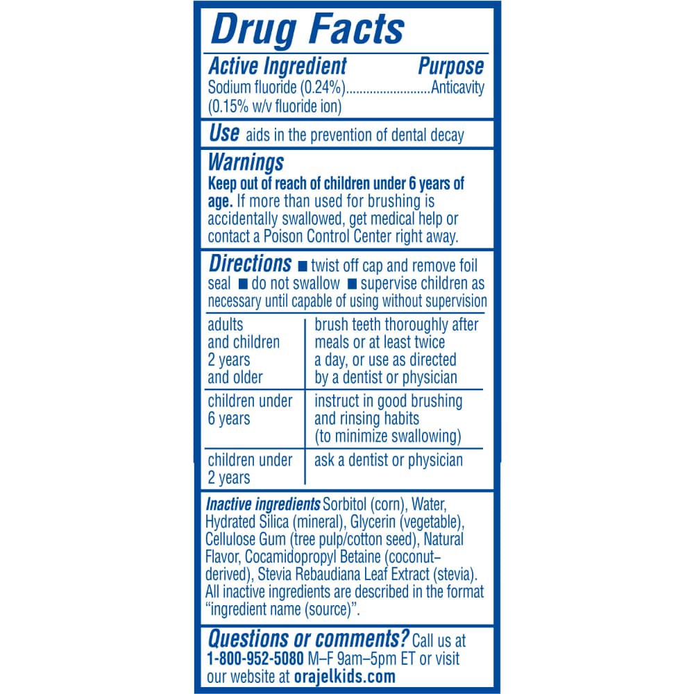 slide 6 of 6, Orajel Kids Paw Patrol Anti-Cavity Fluoride Toothpaste, Natural Fruity Bubble Flavor, 4.2oz Tube, 4.2 oz