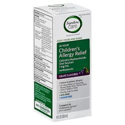 Signature Care Allergy Relief Childrens 24 Hour Cetirizine Hydrochloride Grape Flavor - 4 Fl. Oz.