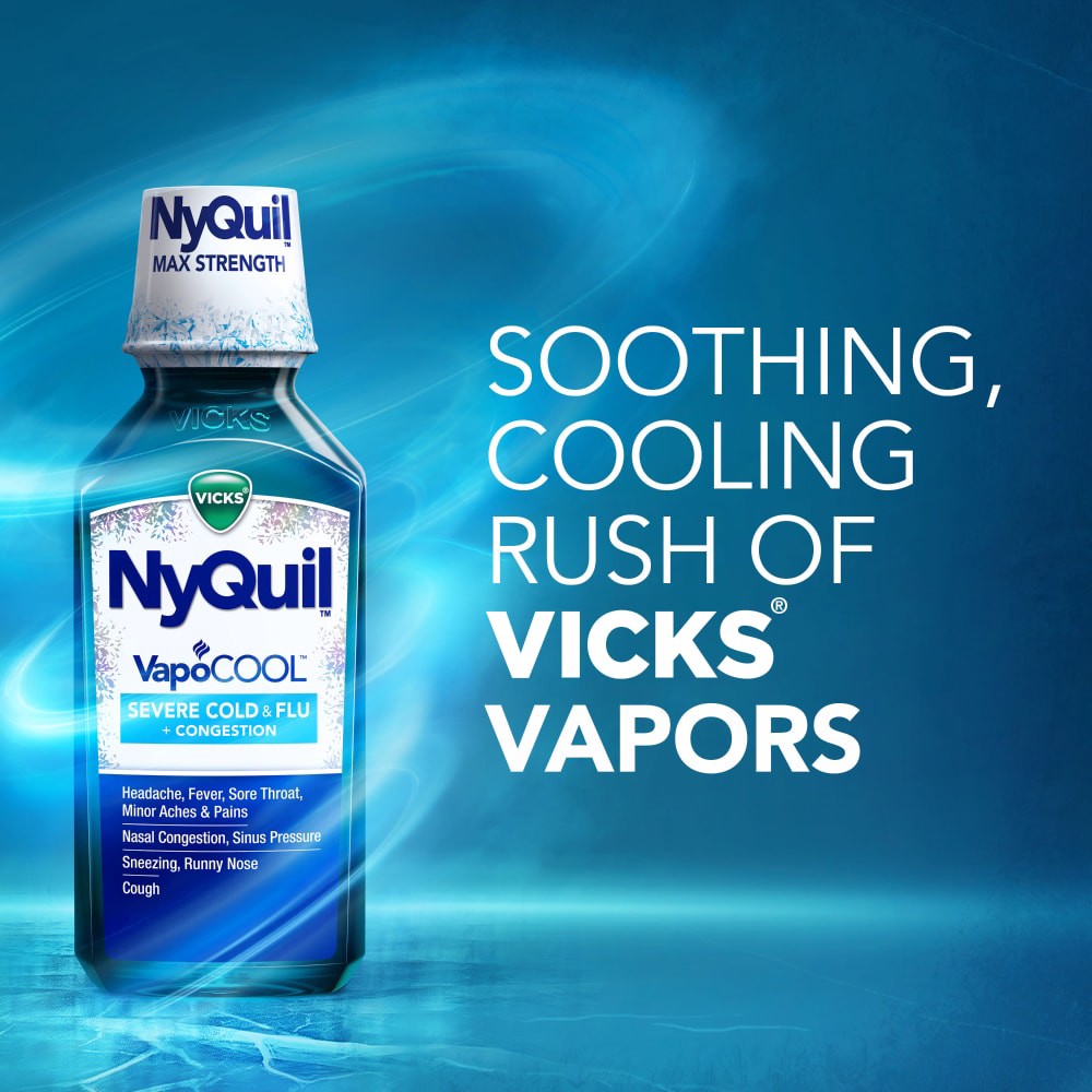slide 2 of 6, NyQuil Severe + Vapo Cool, 12 fl oz