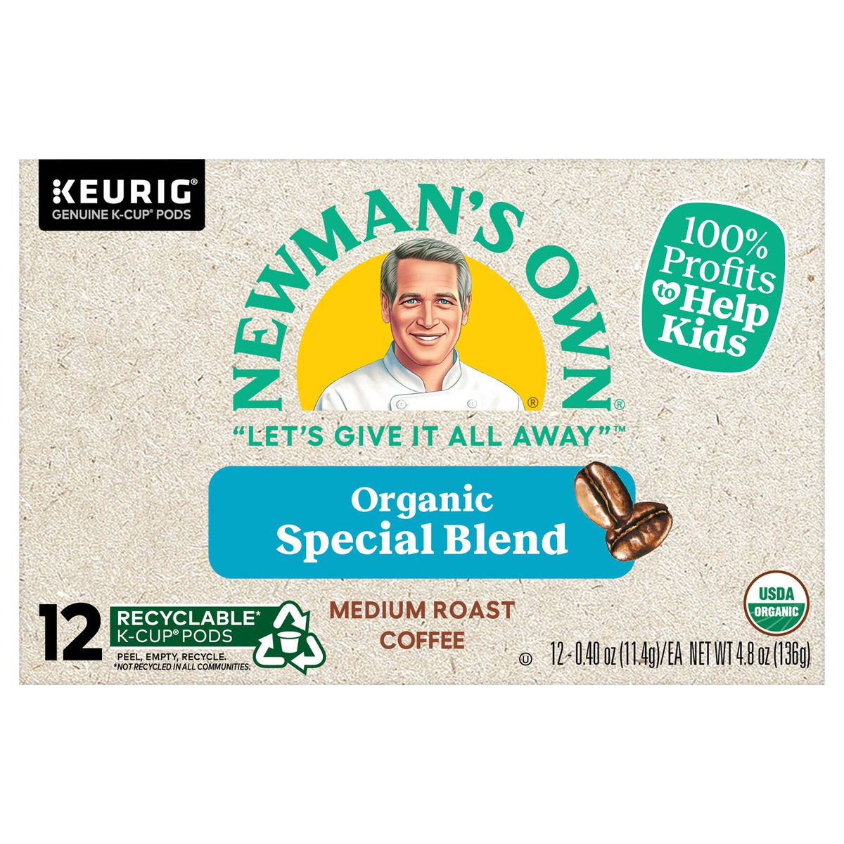 slide 1 of 7, Newman's Own Special Blend Keurig Single-Serve K-Cup Pods, Medium Roast Coffee, 12 Count, 12 ct