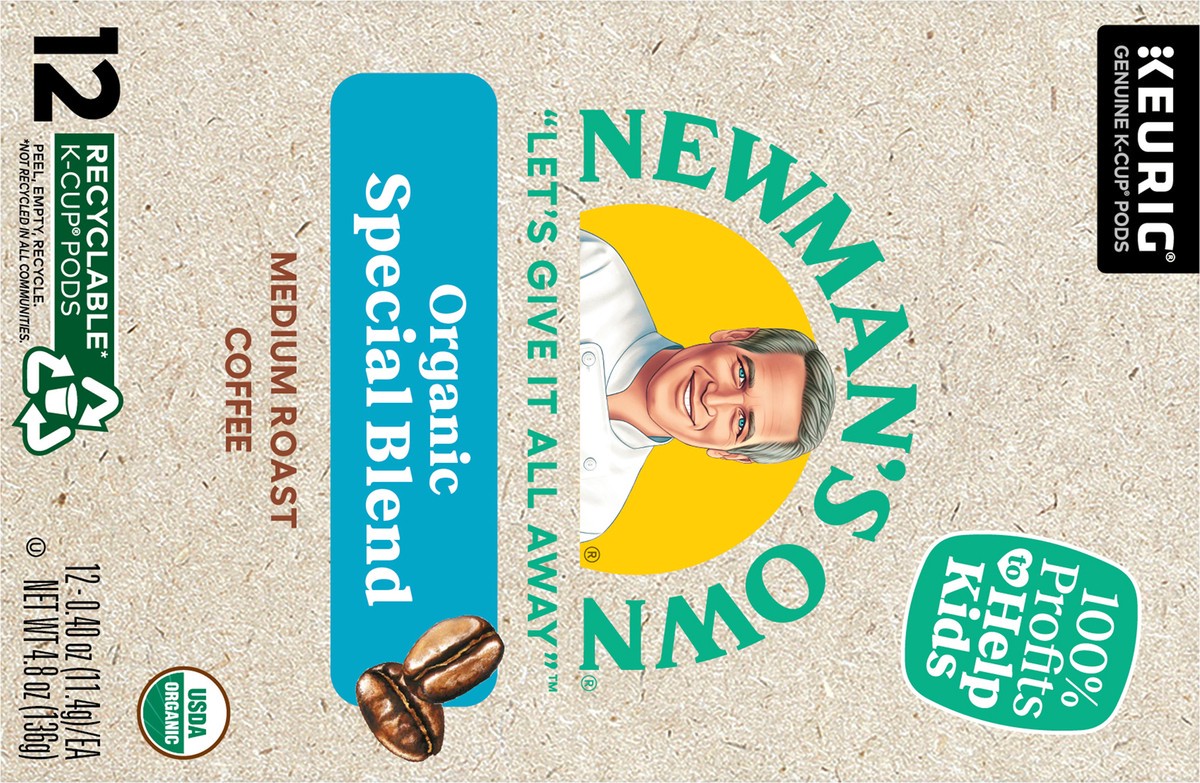 slide 7 of 7, Newman's Own Special Blend Keurig Single-Serve K-Cup Pods, Medium Roast Coffee, 12 Count, 12 ct