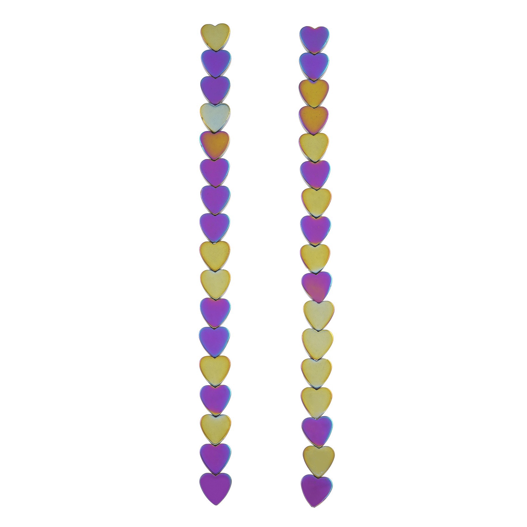 slide 2 of 3, Rainbow Reconstituted Hematite Heart Beads, 8mm By Bead Landing, 8mm