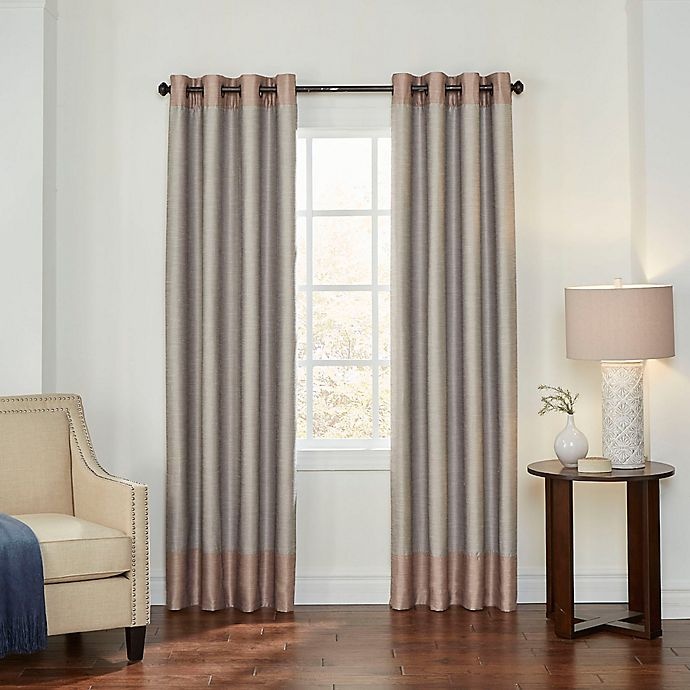 slide 1 of 7, Eclipse Monty Grommet Blackout Window Curtain Panel - Blush/Cream, 84 in